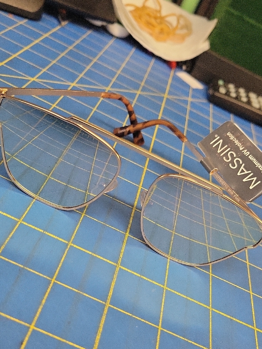 Massini Gold Metal Mirrored Sunglasses with Tortoiseshell Temples NWT